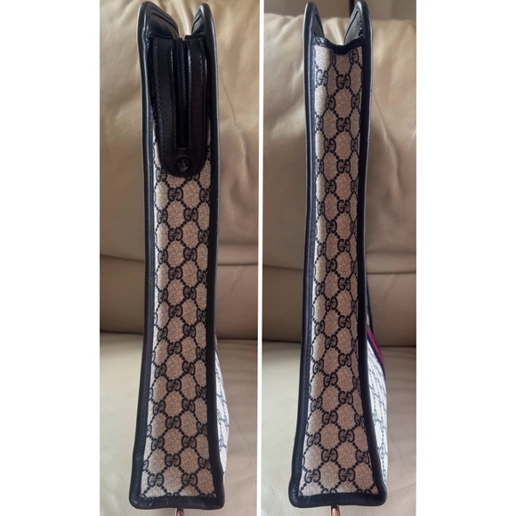 Rare Authentic Vintage Gucci Ophidia Web Monogram Canvas Black Leather Tote Bag - Picture 3 of 12